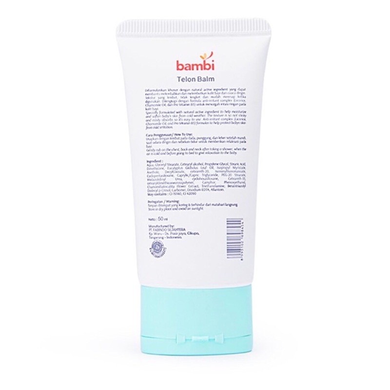 Bambi Baby Telon Balm 50ml - Minyak Telon Cream Bayi - Telon Krim Bayi