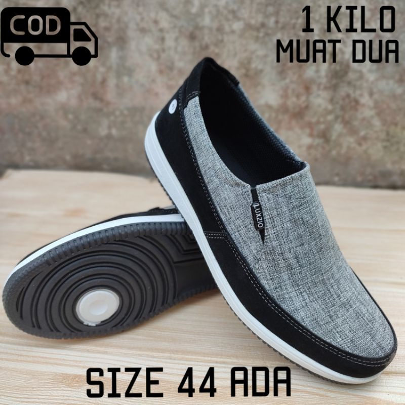 Sepatu Pria Kulit Slip On Kasual Cowok Sol Karet Sintetis Suede  Kantoran