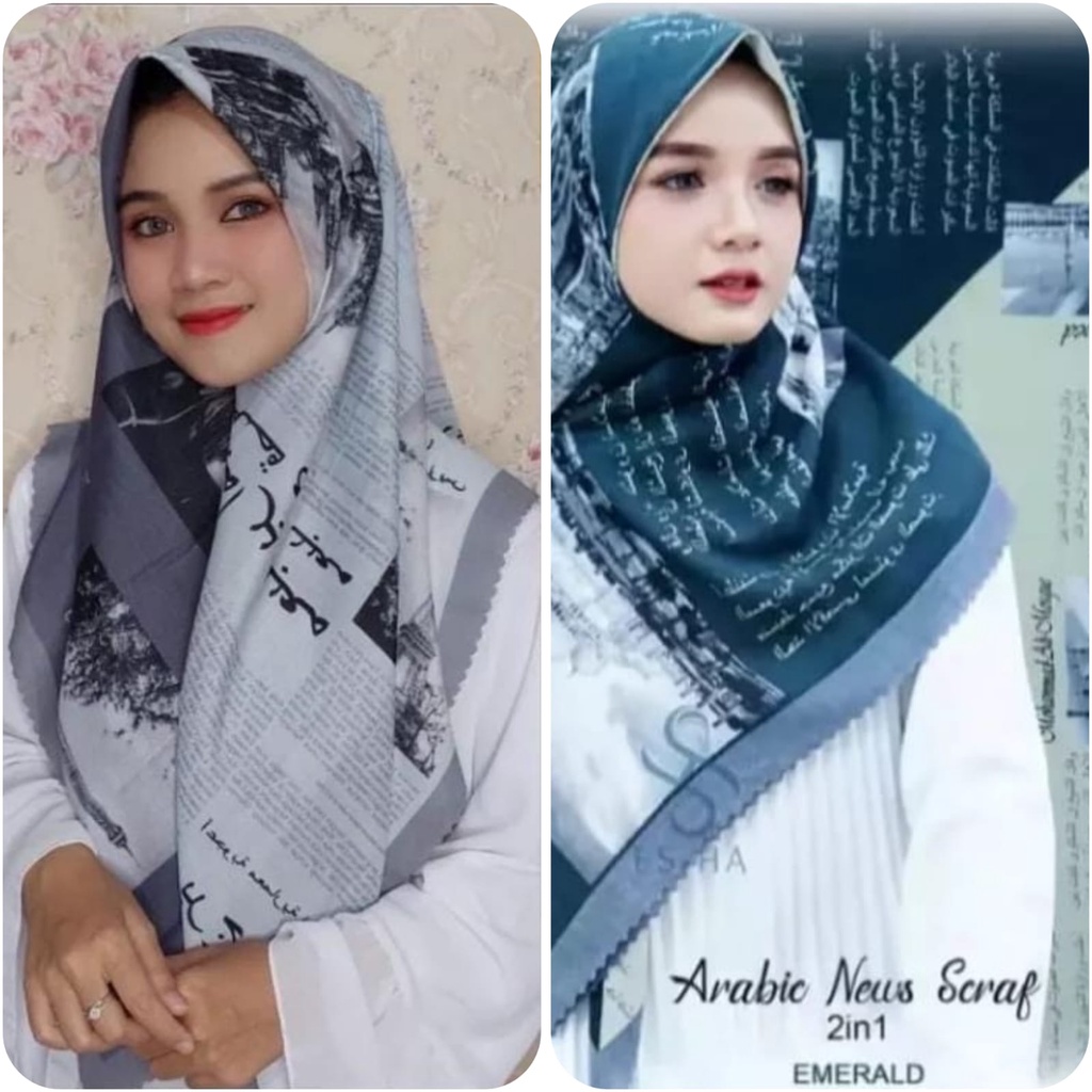 ELRUNA HIJAB SEGI EMPAT MOTIF KORAN ABU