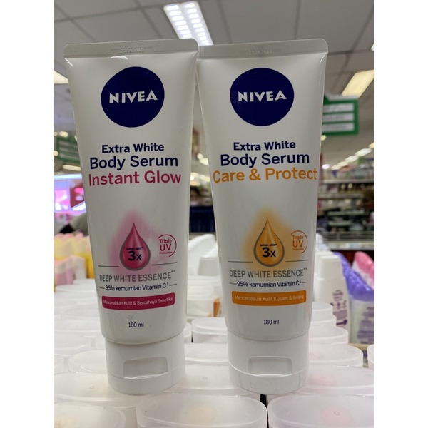Jual Nivea body serum instant glow 180ml + care&protect 180ml 2pcs