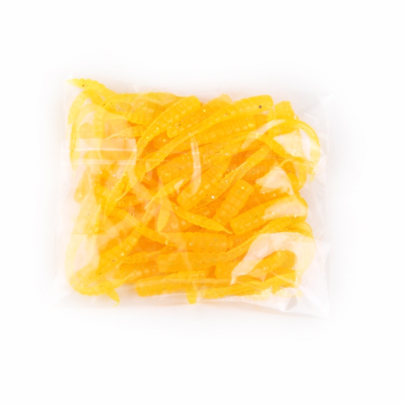 Hengjia 50PCS / Kantong Umpan Pancing Cacing Imitasi Luminous 0.4g / 4.5cm Bahan Silikon Lembut 7 Warna