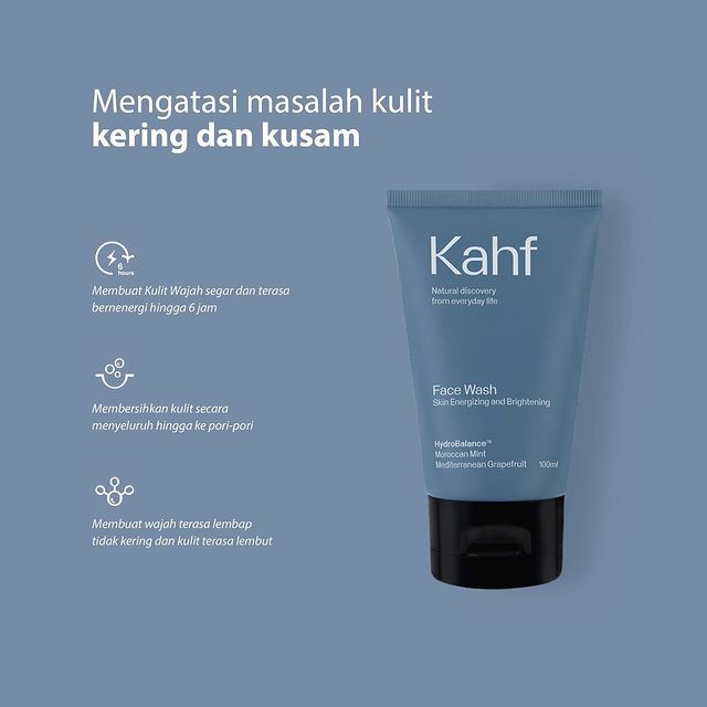 KAHF Face Wash Skin Energizing &amp; Brightening 100ml - Sabun Pembersih Muka Mencerahkan Pemutih Wajah Pria