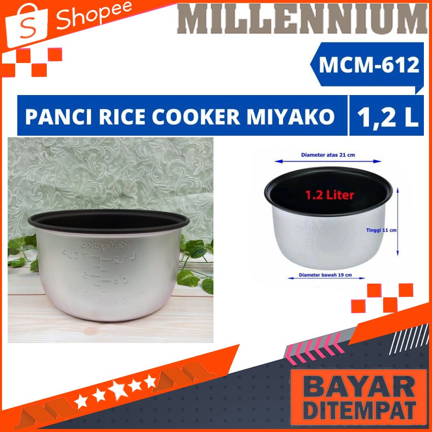 Panci Teflon Miyako Ukuran 1,2 Liter Panci Rice Cooker Miyako
