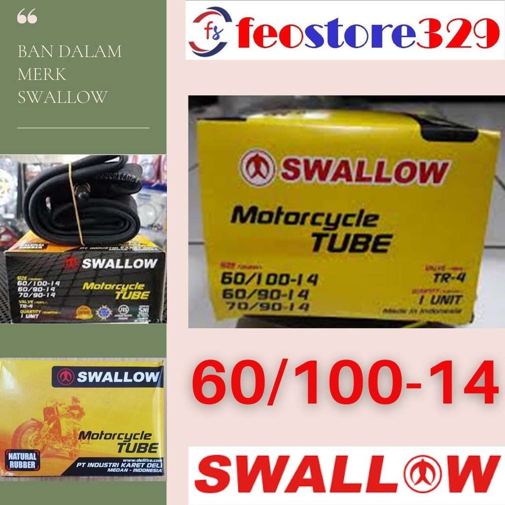BAN DALAM MOTOR SWALLOW UKURAN 60/100 60/90 70/90 RING 14