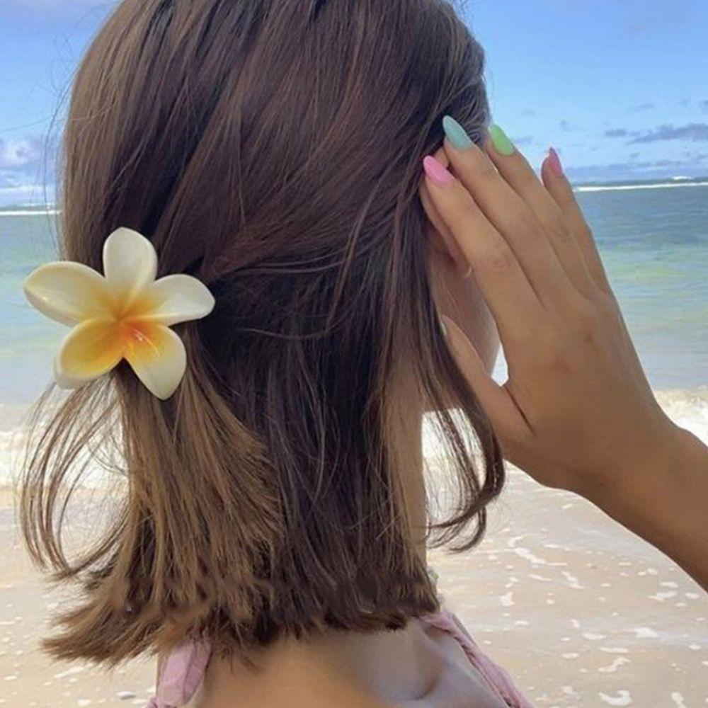 NEEDWAY Plumeria Hair Claw Sweet Retro Fashion Design Hiu Ambil Klip Temperamen Perempuan Bunga Rambut Cakar