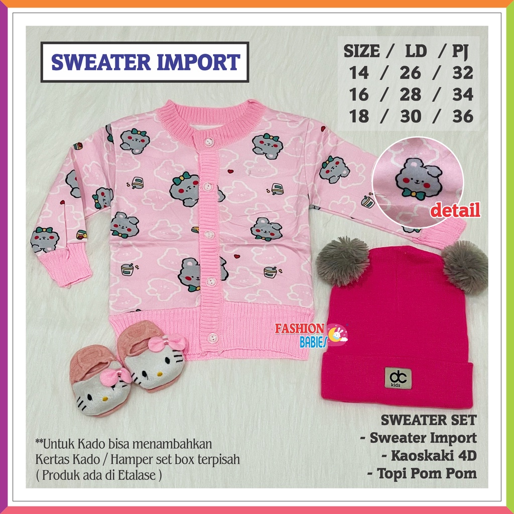 ❤ Fashionbabies ❤ SWEATER IMPORT KARAKTER SET / BISA CUSTOM