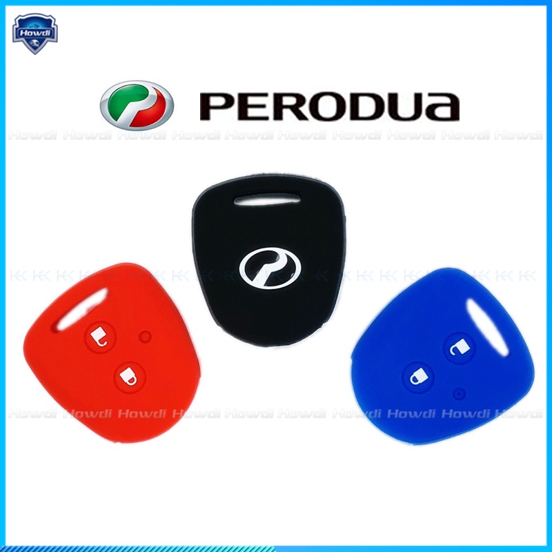 ☆Eksklusif☆Cover Kunci Mobil Bahan Silikon Dengan Logo Gantungan Kunci Untuk Perodua Axia