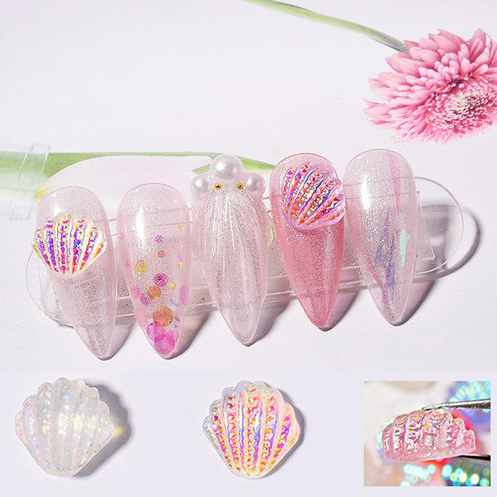 AUGUSTINA Kristal Nail Art Cangkang Agustina 10*11mm 8pcs Rhinestones Permata Laser Warna-Warni Aurora AB Kristal Manicure Jewelry