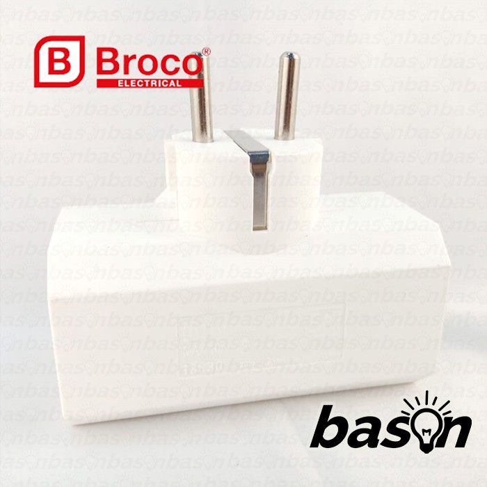 BROCO 13830 STD 3-Way Adapter Plug White - Steker T Arde