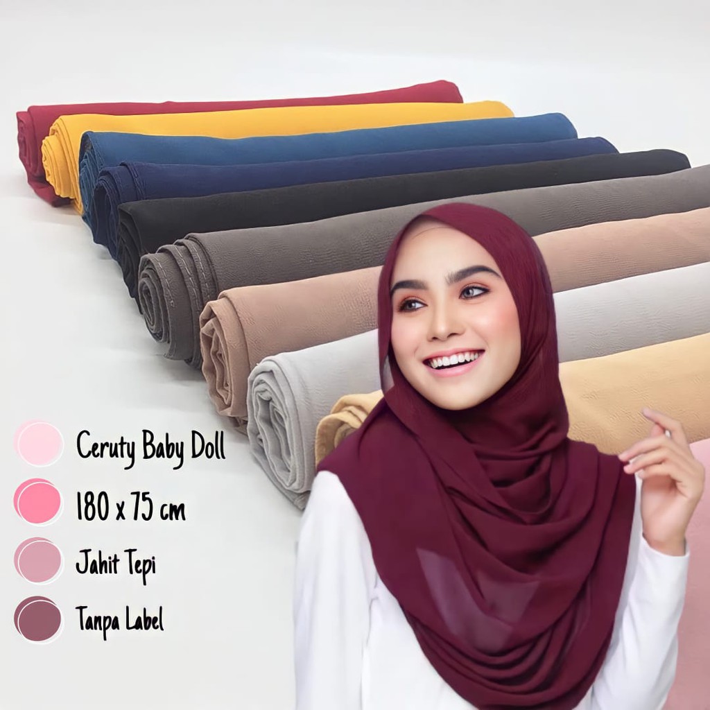 Pashmina Ceruty Babydoll Premium / Pashmina / Hijab Pashmina / Jilbab Pashmina / Pashmina ceruti