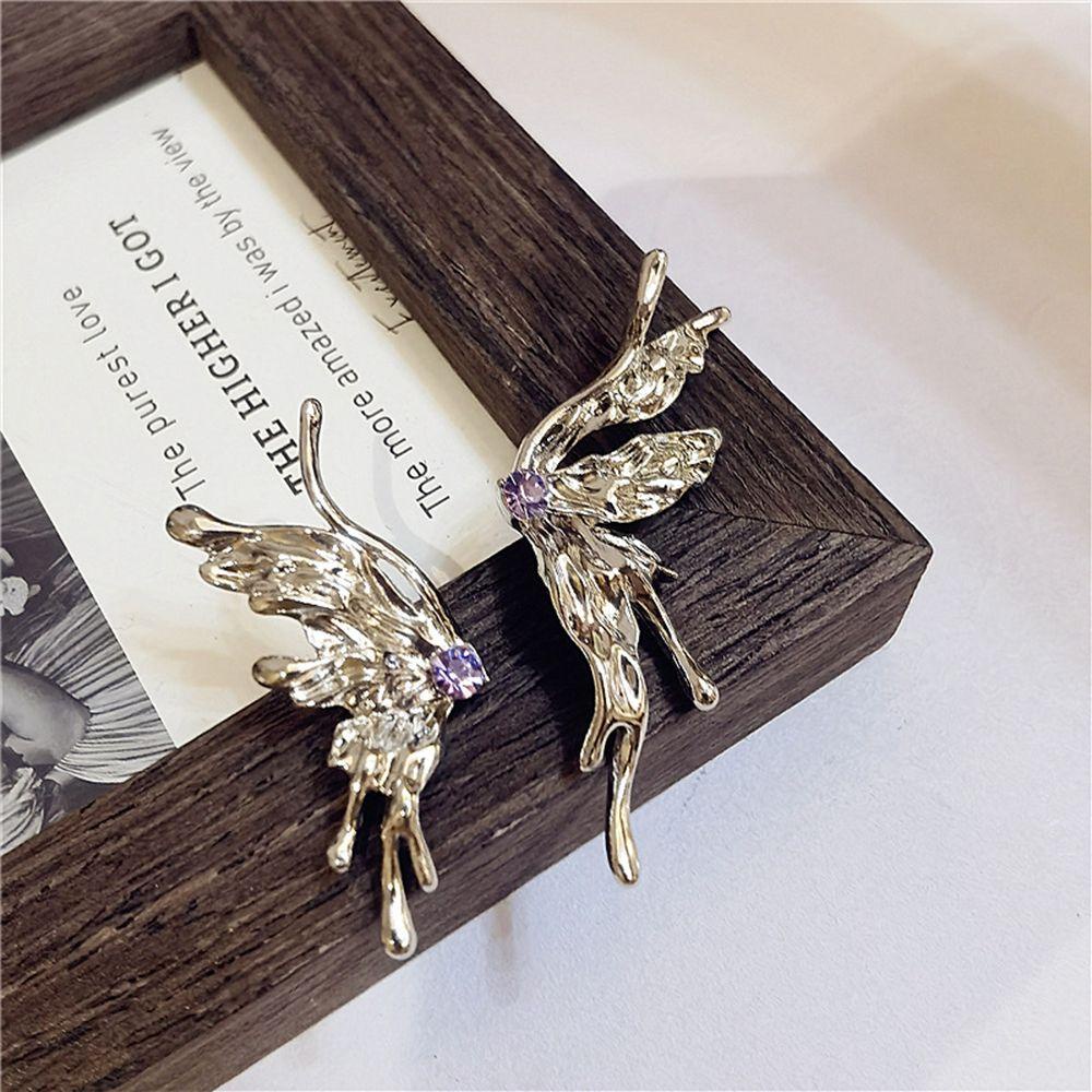 Lily Liquid Butterfly Earring Aesthetic Perhiasan Logam Keren