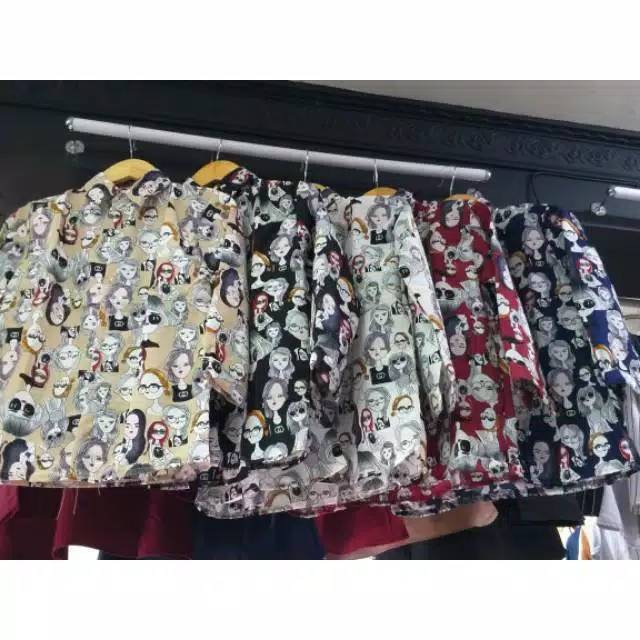 SET KEMEJA RETRO DAN BAGGYPANTS / SETELAN KARAKTER