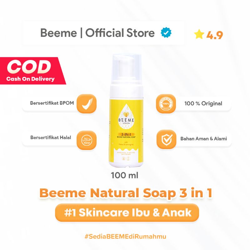 Beeme Natural Soap 3 in 1 with Honey &amp; Lemongrass | SKINCARE IBU DAN ANAK | Mom and Baby Cream