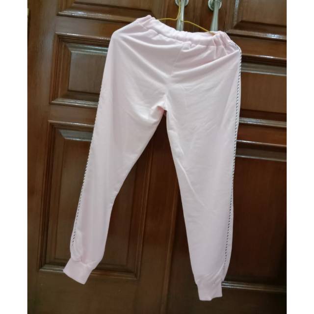 [ PRELOVED ] celana jogger soft pink training pants murah ukuran L merk american jeans