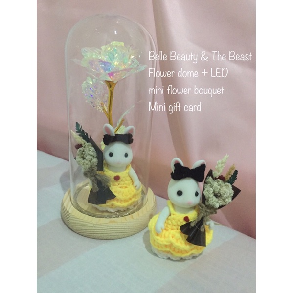 flower dome led / kado bunga lampu anniversary / ultah sylvanian crochet rabbit