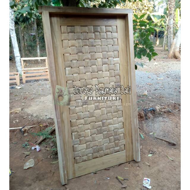 Kusen Pintu jati motif kepang furniture jepara ( mentahan )