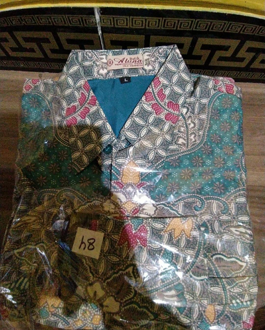 Atasan Baju Kemeja Batik Solo Pria Lengan Panjang Bahan Katun Premium Slimfit Modern Aluna Pcw 074