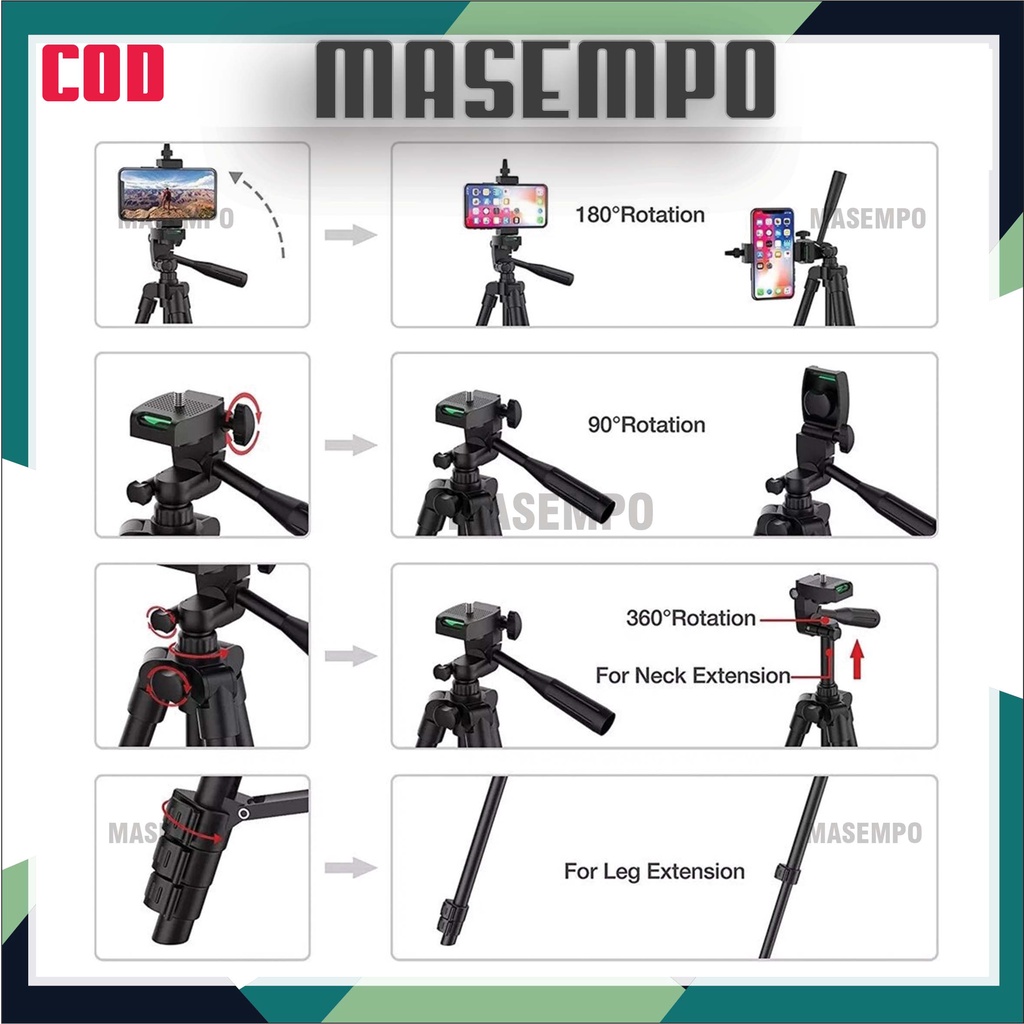 Tripod kamera HP 3120 Holder U Kaki Stabilizer 1 Meter