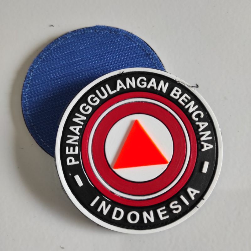 PATCH RUBBER LOGO PENANGGULANGAN BENCANA INDONESIA/BPBD/TIMSAR/TEMPELAN EMBLEM KARET VELCRO