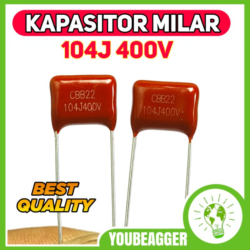 Kapasitor milar 104j 400v