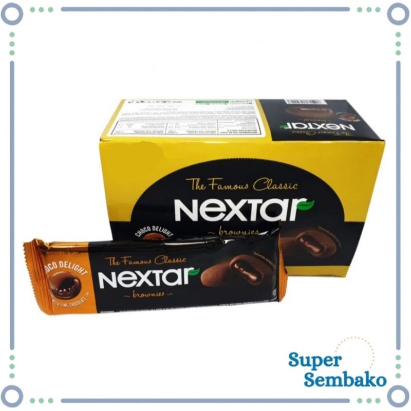 SNACK BISKUIT KUE BROWNIS / BROWNIES COKLAT NEXTAR 42g PER BOX ISI 10 BUNGKUS