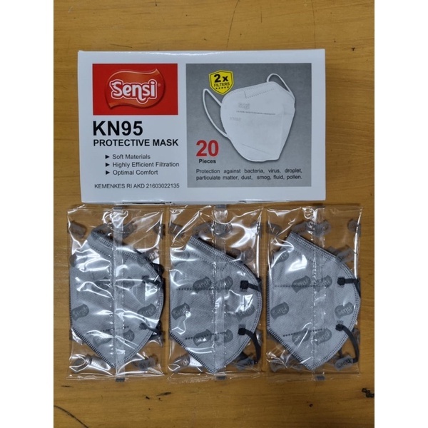 Masker SENSI KN95 PROTECTIVE MASK 6Ply isi 20pc / SENSI KN 95 original  Masker 5 PLY MURAH