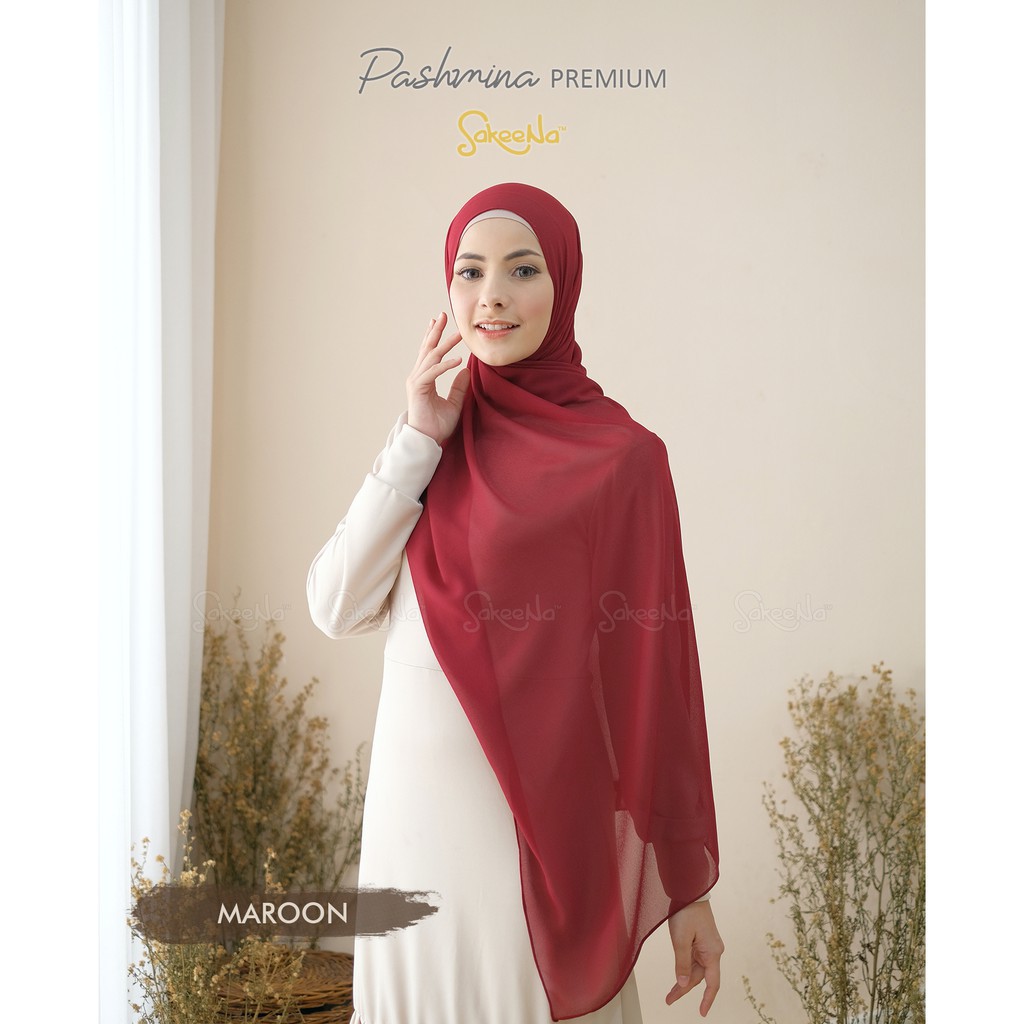 Pashmina Premium Original SakeeNa Ceruty Baby Doll-Maroon