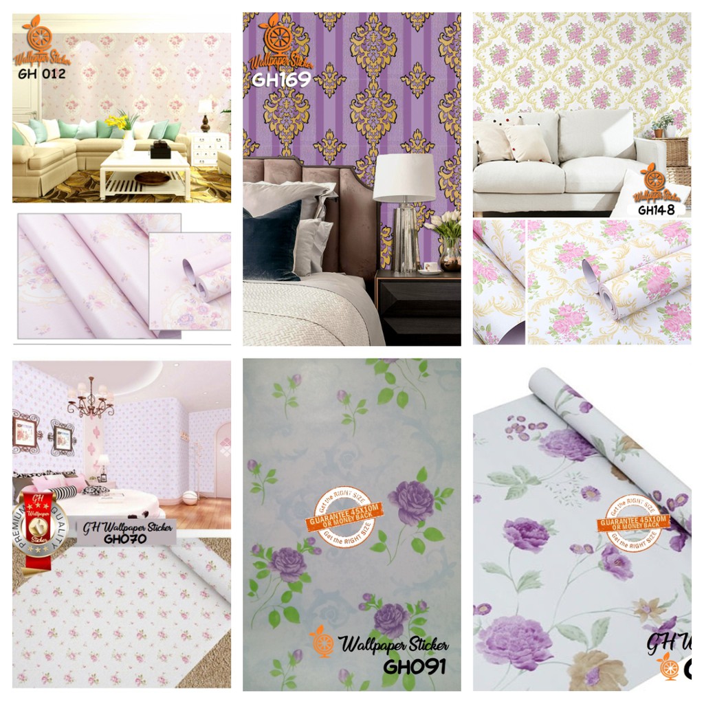 Wallpaper Dinding Murah Motif Bunga Best Seller GH012 Bunga Stiker Rumah