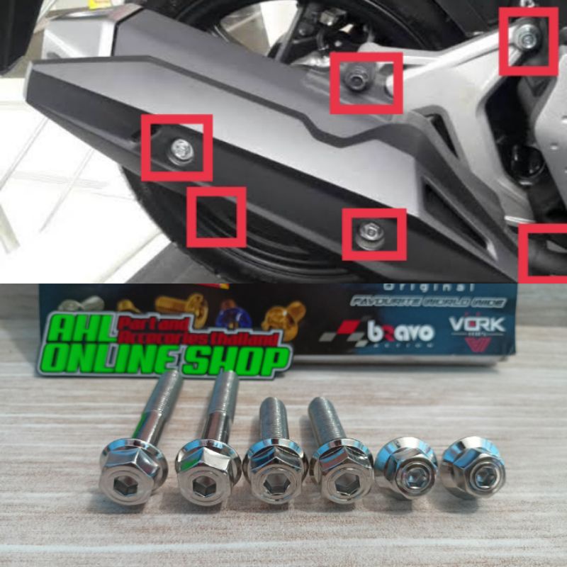 set baut knalpot vario 125/150 NEW LED baut 2kunci probolt stainless original heng