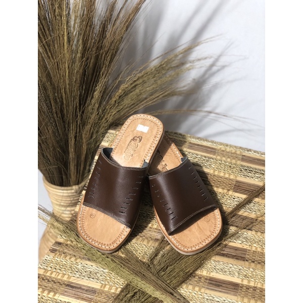 Sandal Pria Kulit Asli Tarumpah Karet Matang / Sandal Kulit Asli / Sandal Tarumpah / Sandal Tarumpah