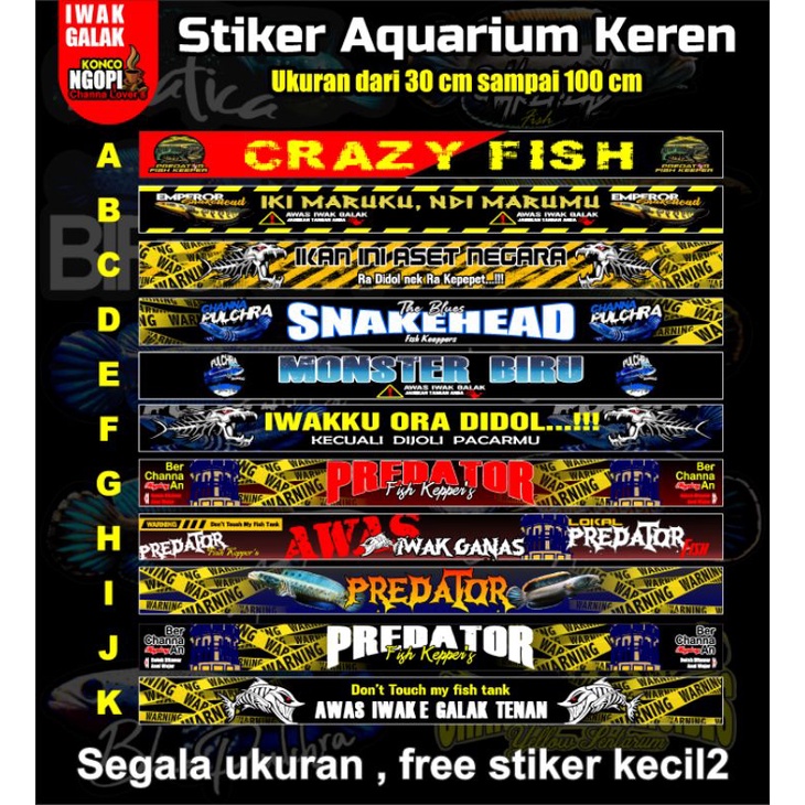 Stiker aquarium Iwak Galak