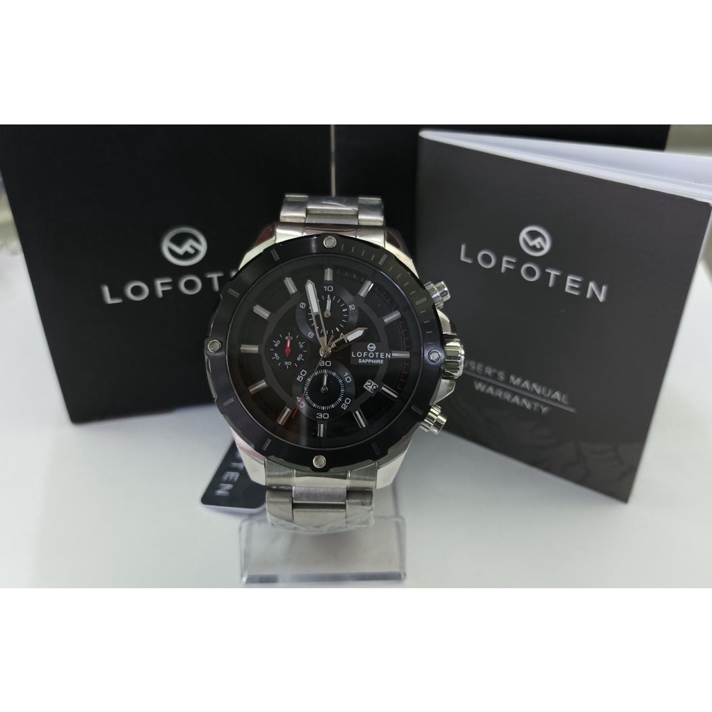 JAM TANGAN PRIA LOFOTEN F 6509MC SILVER HITAM ORIGINAL