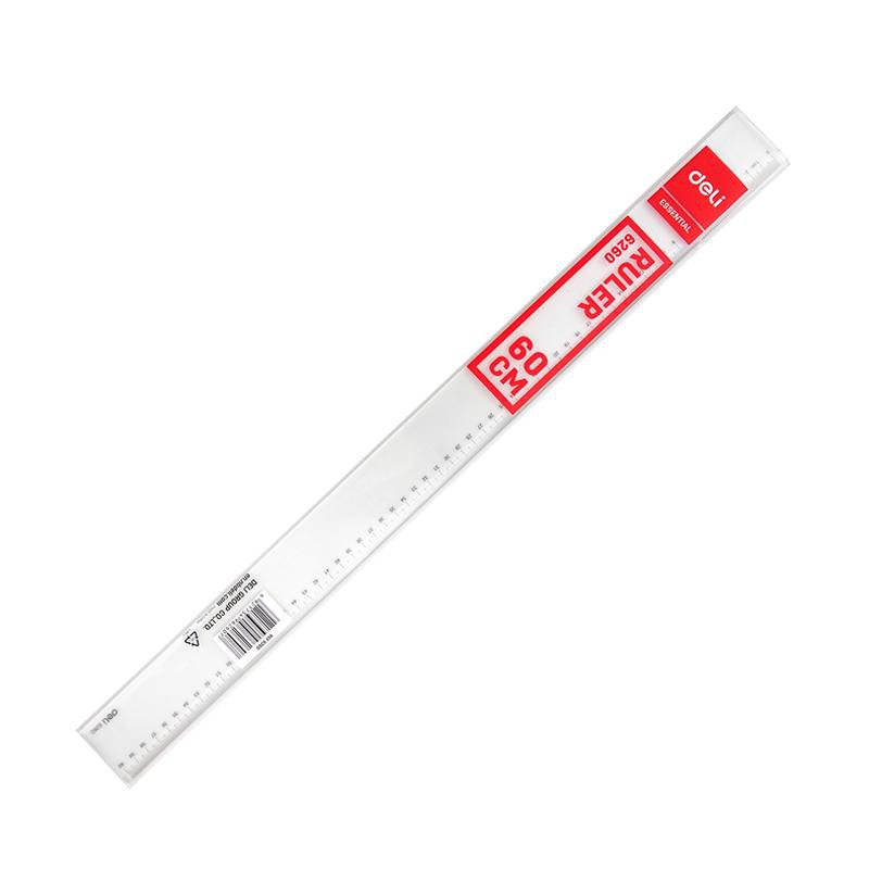 PENGGARIS MISTAR 60 CM PLASTIK TRANSPARANT DELI 6260 RULER ESSENTIAL BAGUS