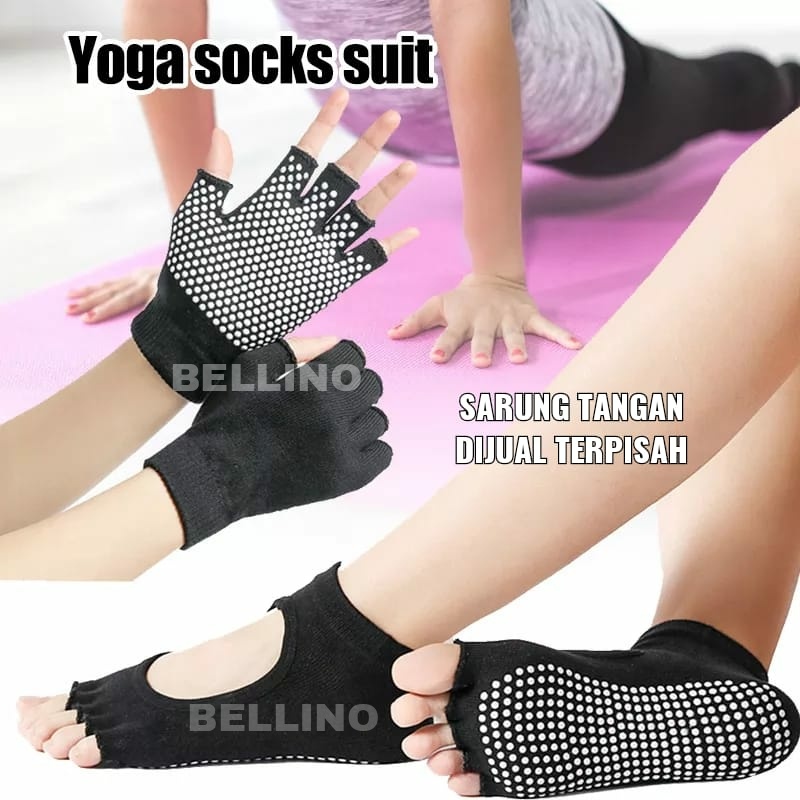 Kaos Kaki Yoga Senam Pilates Ballet Gym Open Finger Import Kaos Kaki Wanita 5 Jari Anti Licin Model Jari Terbuka Kaus Kaki Cewek Yoga Anti Slip Jari Terpisah Kos Kaki