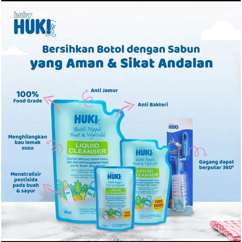 lov me❤️ Huki Liquid Cleanser -Sabun Pembersih Cuci Botol Sayur Buah 450ml 200ml 100ml