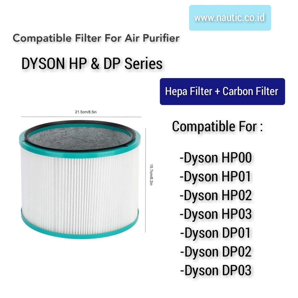 Dyson DP01 Kipas Pemurni Udara HEPA H13 Putih Perak