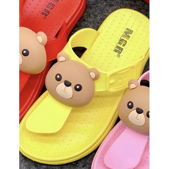 [NEW] Sandal Jepit T Kepala Bear Beruang Anak Remaja Imut Lucu Cute Impor MGR Mokaya Balance (F008) / size 24-29 | 30-35