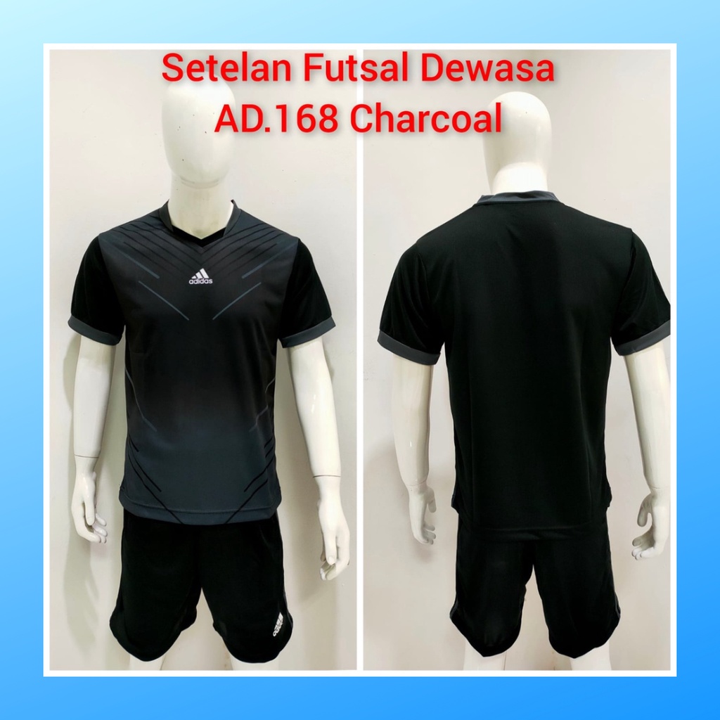 jersey futsal pria kaos sepak bola baju dan celana setelan wanita dewasa t-shirt outfit seragam jarsey kostum olahraga pakaian apparel print sport jersy soccer casual jersi suit AD168 charcoal