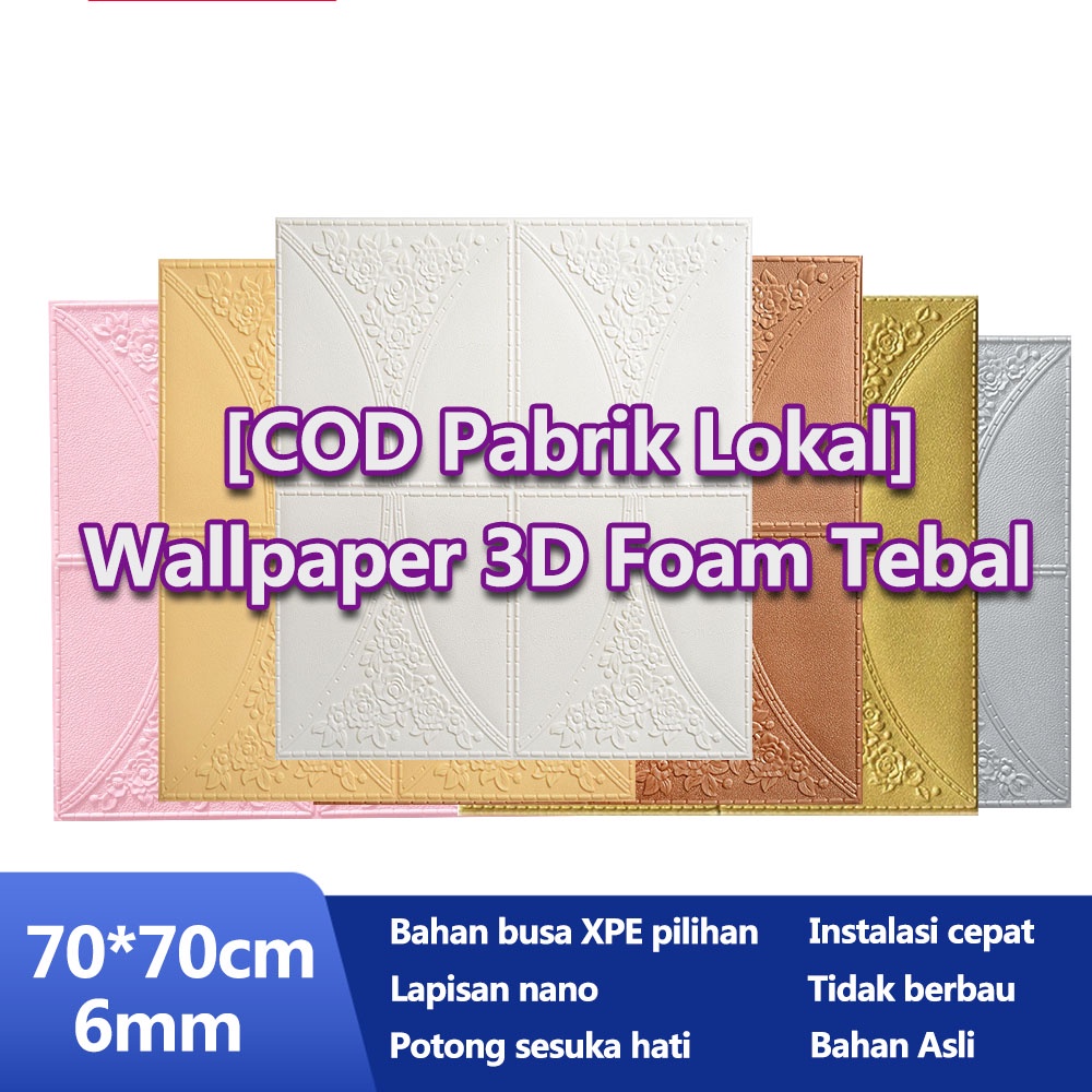 [COD Beli 10 Gratis 1] L 70*70cm 4-6mm Tebal Wallpaper 3D Foam Wallpaper Dinding Batu Bata Stiker Di