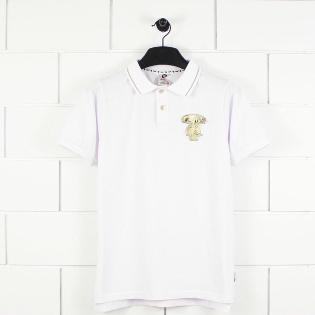 Aape by A Bathing Ape Golden Logo Cotton Polo Shirt White