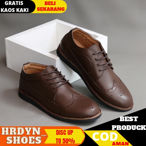 HDS X SepatuFormal Pria Pantofel Tali Wingtip Kantor || Sepatus Pantofel Pria Formal Monza Tali Hitam Casual