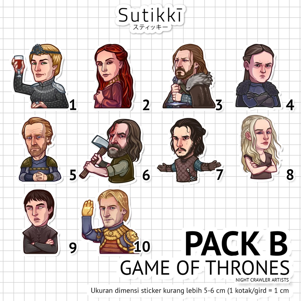 Sutikki | Sticker Pack Game of Thrones Stiker Laptop Aesthetic | TV Series HBO Film Seri Film