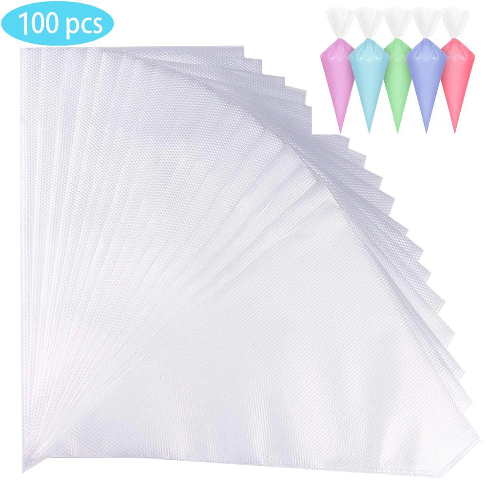 100pcs Plastik Segitiga Papping Bag Pastry Icing Piping Bags Plastic Cupcake Hias Dekorasi Kue Bolu