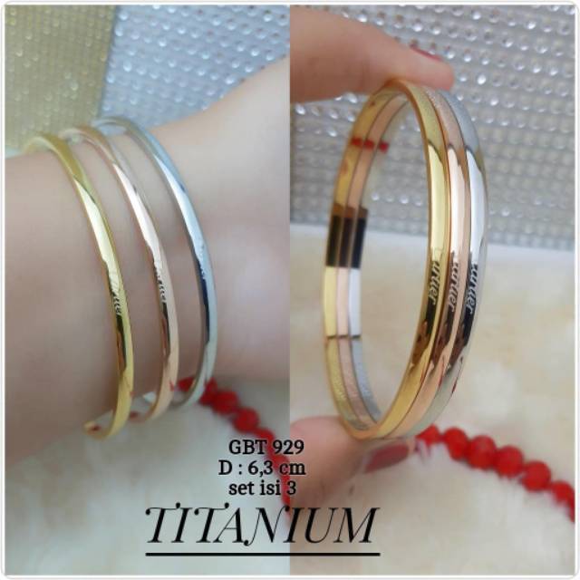 GELANG KERONCONG KOMBINASI GELANG TITANIUM WANITA ANTI KARAT