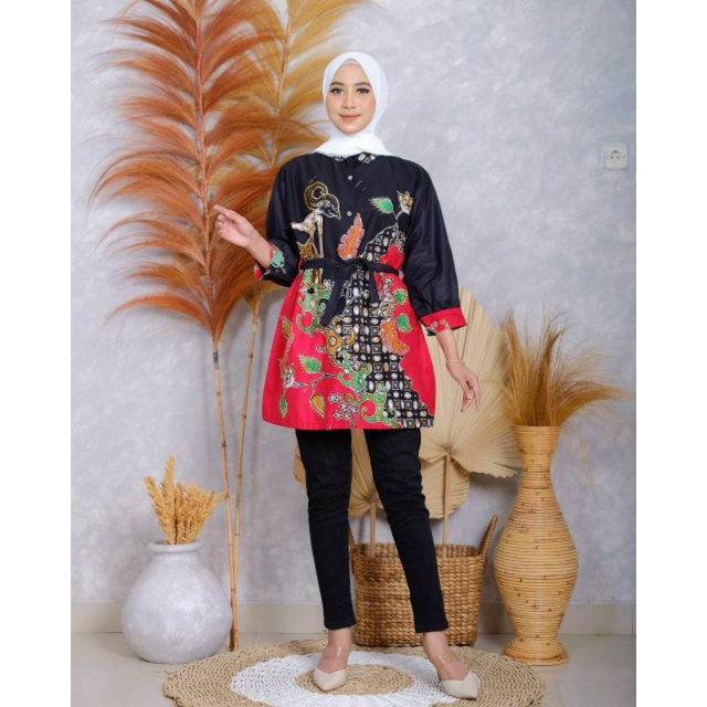 ATASAN||TUNIK BATIK WANITA MOTIF WAYANG MANUK CORAK KLASIK
