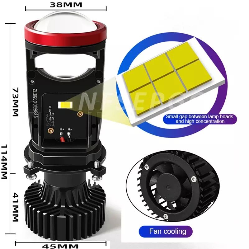 H4 LED LENSA PROYEKTOR MINI 3000K + 4300K + 6000K 100 WAT