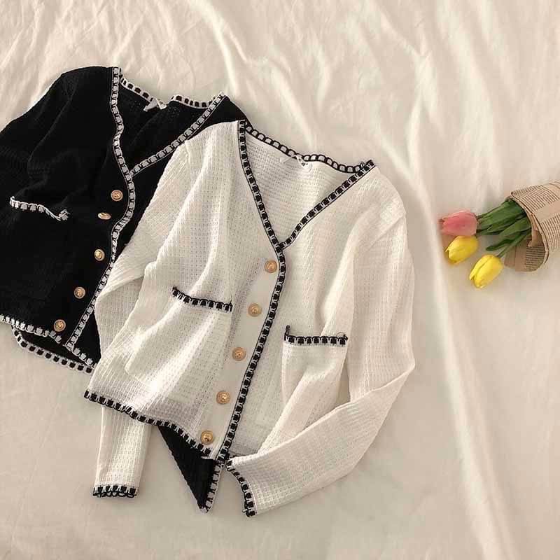 Kardigan polos fashion wanita sweater knit atasan wanita lengan panjang korea style