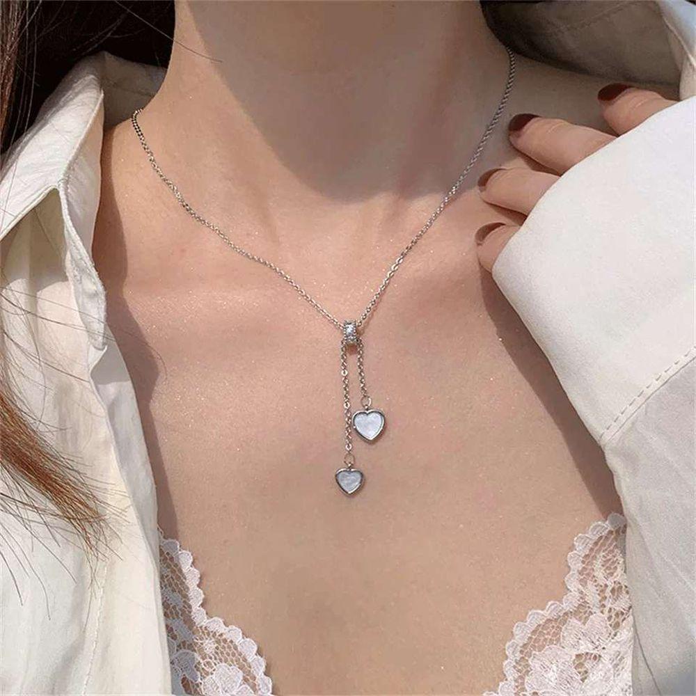 Mxbeauty Wanita Kalung Gadis Trendi Hadiah Cinta Hati Bulat Zirkon Kristal Choker