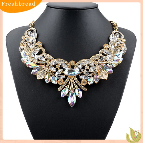 [TERLARIS]Colorful Rhinestone Flower Pendent Chain Choker Statement Collar Bib Necklace