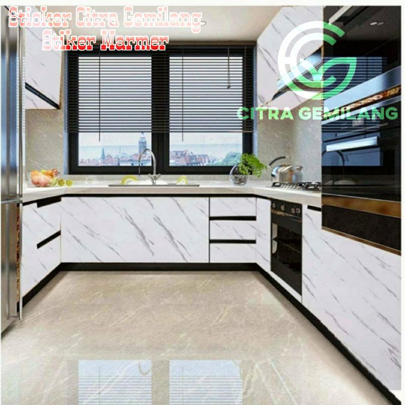 Stiker Marmer glossy Lantai Dinding Dapur Meja pelindung Furniture anti Air Minyak dan Panas/ wallpaper motif marmer/ wall sticker marmer